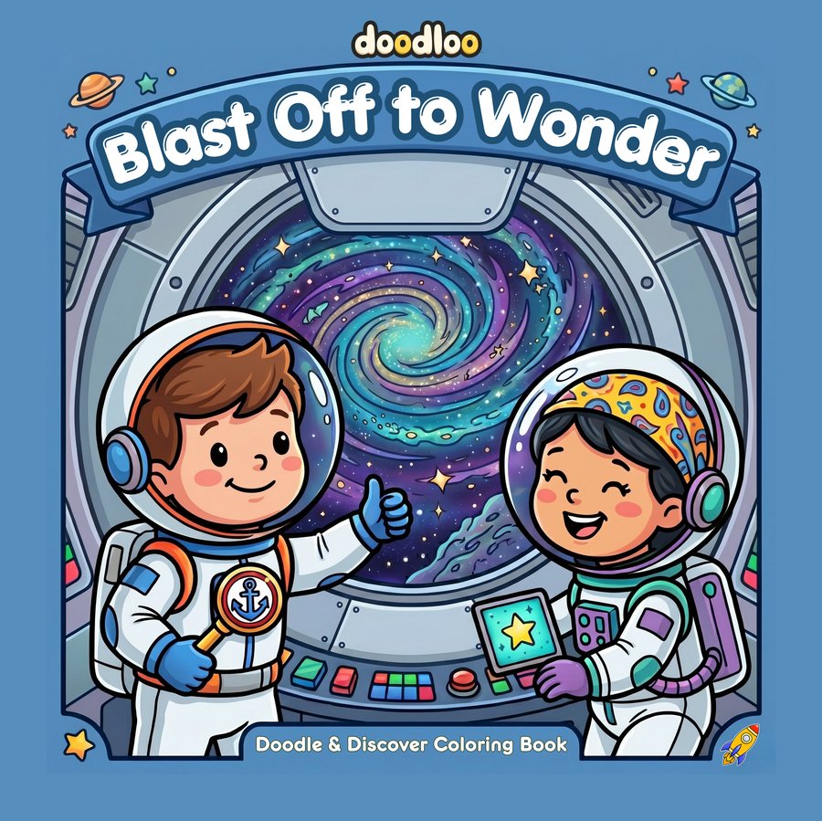 Blast Off to Wonder coloring book cover