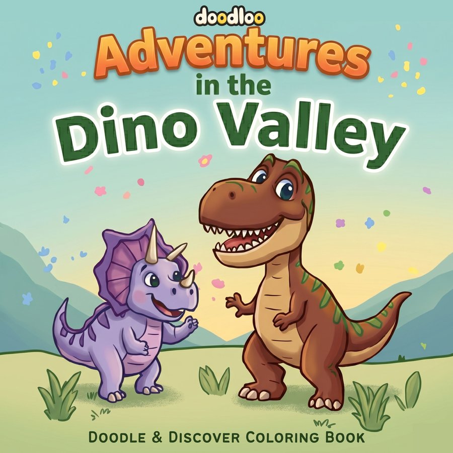 Adventures in Dino Valley coloring book cover